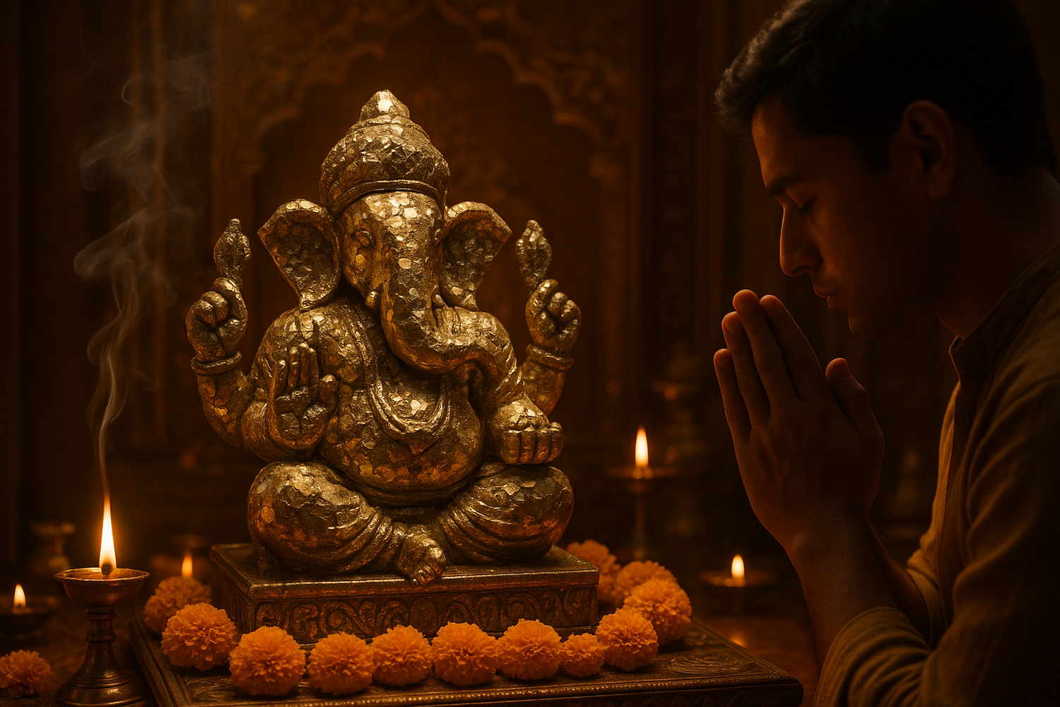 Image of Pyrite Ganpati prayer human